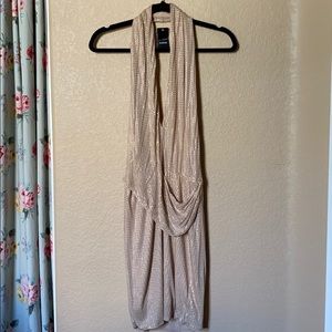 Bebe tan and gold mini dress